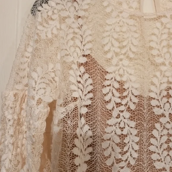 Michael Kors Cream Bell Sleeve Embellished Blouse - Picture 2 of 7